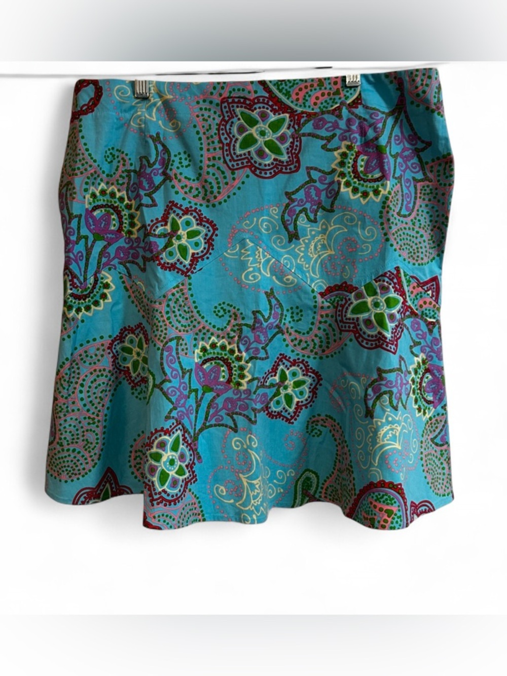 MaxMara Turquoise Floral Paisley Circle Skirt